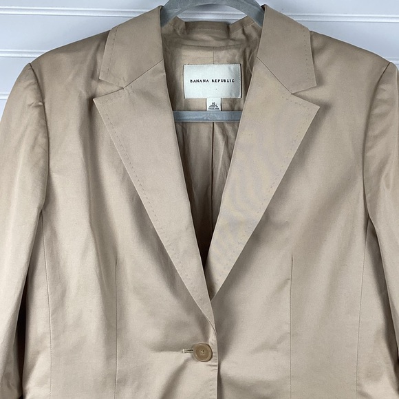 Banana Republic Tan Blazer Size 14 Cotton Blend - Picture 2 of 9